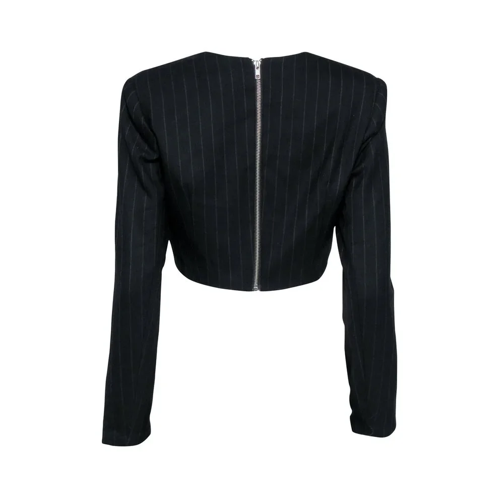 Ronny Kobo - Black & grey Pinstripe Crop Top Sz L